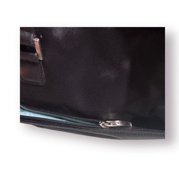 TUMI Black Ballistic Nylon & Leather Slim Satchel Padded 15" Laptop Shoulder Bag - Picture 7 of 8